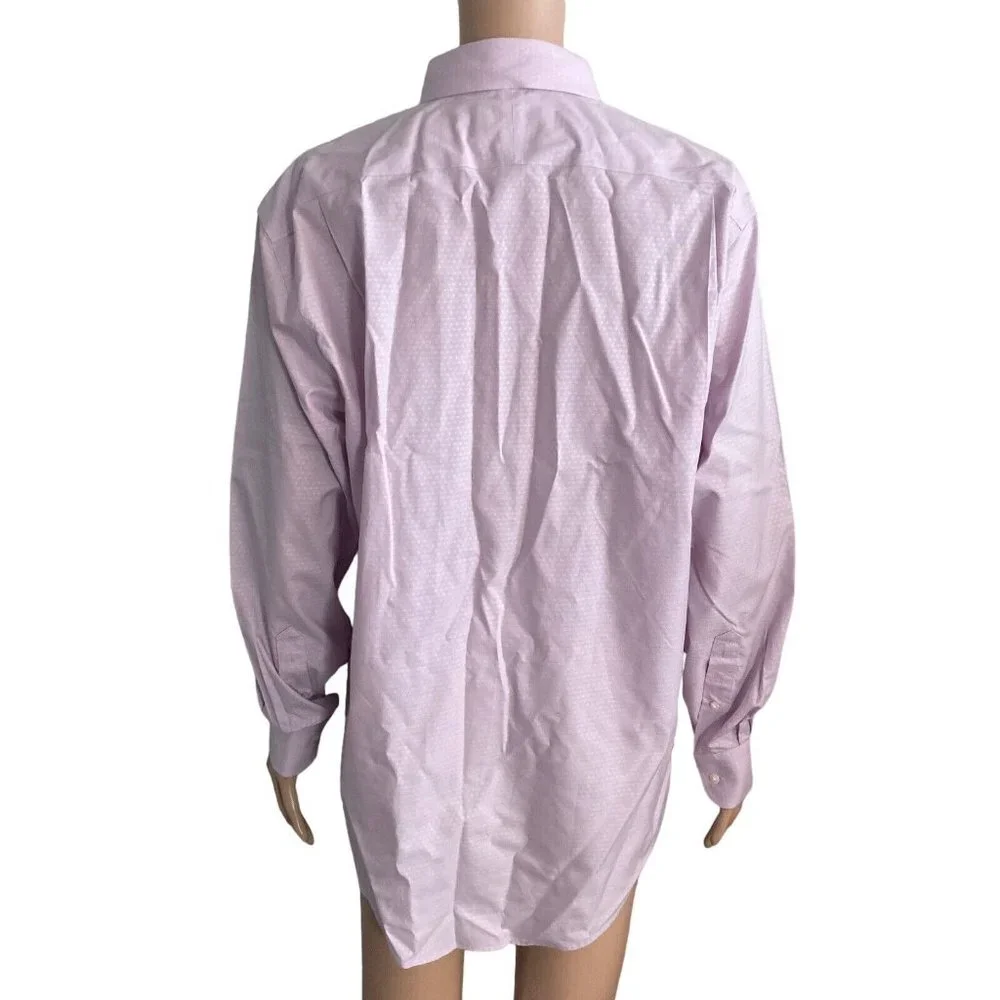 Nordstrom Shirt Mens Size 15.5 32-33 Non Iron Purple Bloom Diamond Dobby
